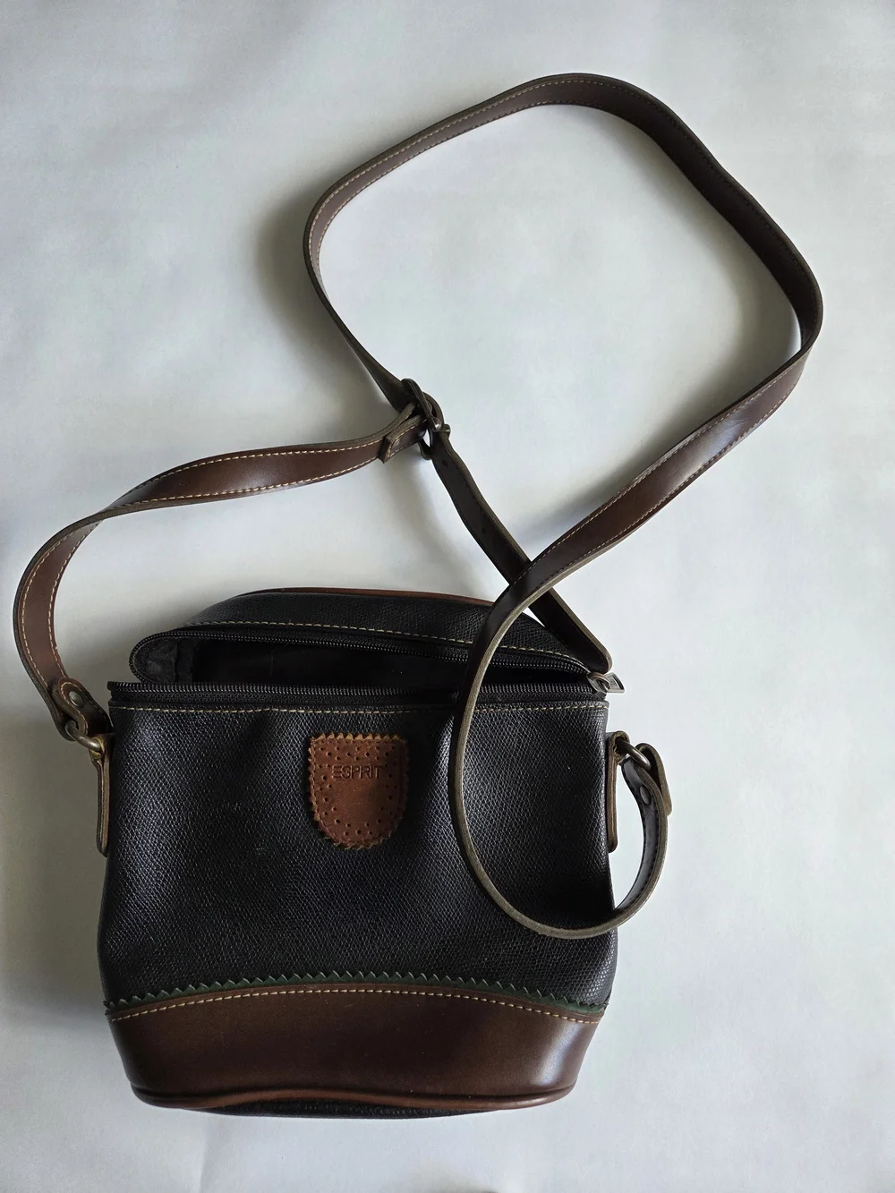 Esprit Brown and Black Crossbody Bag - Leather Trim